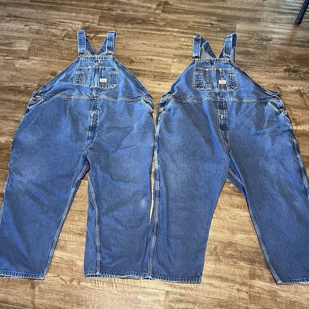VTG Round House Denim Overalls Mens 58x24* Farmers Truckers Bibs USA Made